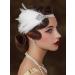 Sweetv 1920s Flapper Headband | Great Gatsby Feather Headpiece - Roaring 20s Vintage Hair Accessory in White - Buy Online on GoSupps.com