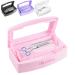 Sterilizer Tray for Nail Tools - Professional Lash Tweezer Extension Sterilizer Box Pink Esthetician Supplies Plastic Sterilizing Tray Nail Tech Must Haves