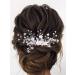 Aukmla Flower Bride Wedding Hair Comb Silver Pearl Bridal Hair Accessories Leaf HeadPiece for Women and Girls
