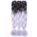 24 Ombre Braids Extensions - Synthetic Crochet Hair 3pcs 300g Bundle 60cm #28 Silver Gray/Black - Elailite - Buy Online on GoSupps.com