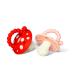 RaZbaby Soft Silicone Infant & Baby 3M+ Teether Toy Massaging Bristles Teething Relief Pacifier - Soothes Sore Gums - Hands-Free & Easy-to-Hold Chompy Teether BPA Free (RED/Pink)
