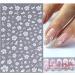 White Flower Nail Decals | Cherry Blossom Leaves Nail Stickers | 3D Self-Adhesive Nail Art Supplies - Buy Online on GoSupps.com