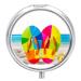 Pill Box Pill Case 3 Compartment Travel Pill Box Colorful Flip Flops Beach Ball Printing Small Pill Box Portable Medicine Pill Case Pill Organizer for Purse & Pocket for Travel Handbag (Round)