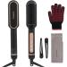 Negative Ionic Hair Straightener Brush with 9 Temp Settings 30s Fast Heating Hair Straightening Comb with LED Display Anti-Scald & Auto-Shut Off Hair Straightening Iron (Black)