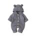 VICROAD Baby Hooded Knitted Rompers Newborn Girls Boys Onesies Warm Sweater Jumpsuit Outfits 12-18 Months Grey