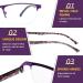 FONHCOO Half-Rim Reading Glasses for Men & Women - Blue Light Filter Visual Aid for Seniors - Purple 2.5x Magnification - Buy Online on GoSupps.com