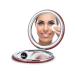 OMIRO Compact Mirror with 1x/10x Magnification Round with PU Leather Ultra-Portable for Purses and Travel (Glitter Red) 1X/10X-(300R) Glitter-red
