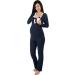 Nursing Pyjamas Set with Lace for Women - Maternity Sleepwear for Pregnancy and Breastfeeding - Long Sleeve Darkblue - Buy Online on GoSupps.com