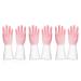 KKRAUS Non-Slip Reusable Cleaning Gloves 3 Pairs Rubber Gloves Kitchen Dishwashing Gloves for Laundry Working Gardening Washing Up Gloves (Color : Pink Size : Medium) Medium Pink