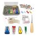 LNKA Bias Tape Maker Kit of 4 Sizes 1/4" 1/2" 3/4" 1"with Wooden Awl,Bead Needles,Binder Clip,Binding Foot,DIY Quilting Tools Kit for Sewing/Quilting