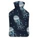 Hot Water Bottle With Lid Jellyfish Pattern Rubber Hot Water Bag For Pain Relief Cramps Foot Warmer Hot And Cold Therapy