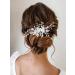 Unicra Flower Bride Wedding Hair Comb - Silver Leaf Bridal Headpiece with Pearl and Crystal Accents for Women and Girls - Buy Online on GoSupps.com