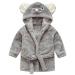 sunnymi 1-5 Years Baby Girls Kids Bathrobe Cartoon Animals Hooded Towel Pajamas Clothes 4-5 Years Gray