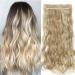 61cm 1 weft 5 clips hairpiece clip in extensions hair extension like real hair wavy ash blonde mix bleach blonde 24"-120g