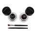 2 Bottles Waterproof Long Lasting Gel Eyeliner Eye Makeup Cosmetic Set with 2 Pieces Brushes(Black + Brown)