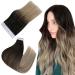 Easyouth Real Hair Extensions Tape In Balayage Hair Extension Tape in Extensions made of black mix of ash brown and medium blond tape extensions remy real hair 40g #1b/8/22 45 cm 1-10 #1b/8/22
