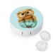 Cute Owl Round Case For Contact Lens Kit Storage Box with Mirror Printed