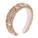 HAIMEIKANG Velvet Padded Rhinestone Headband Baroque Crystal Hairband Jeweled Headbands for Women Wide Beaded Hair Hoop for Girls(pink)