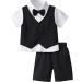 mintgreen Baby Boy 3pcs Gentleman Suit Herringbone Wedding Christening Outfit Shirt & Waistcoat & Shorts 1-6 Years 2-3 Years Black