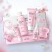 1 Pack Skin Care Set Containing Facial Cleanser + Toner + Serum + Eye Cream+ Essence Cream+ Hair Clip + Facial Cleansing Brush + Hair Tie