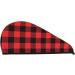 Buffalo Plaid Red Black Microfiber Hair Towel | Super Absorbent Coral Velvet Wrap for Women | Quick Dry Hair Cap for Long Curly & Thick Hair - Buy Online on GoSupps.com