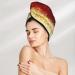 Hair Towel Wrap with Button - Fast Drying Hair Turban - Red Gold Glitter Head Towel - Buy Online on GoSupps.com