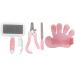 5Pcs Small Animal Grooming Kit with Rabbit Brush and Nail Clippers - Small Pink - Buy Online on GoSupps.com