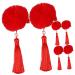 Housoutil 3 Pairs Tassel Hair Ball Hair Clip Chinese Knot Hair Clips Long Tassel Hair Barrettes Girl Hair Clips Girls Tiara Cosplay Hair Pin Artificial Fur Red Temperament Accessories Child
