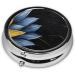 Buy Turquoise Blue Gold Flowers Round Pill Box - 3 Compartment Mini Travel Medicine Organizer - Buy Online on GoSupps.com