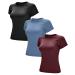 RUNNING GIRL Seamless Workout Shirts for Women Dry-Fit Short Sleeve T-Shirts Crew Neck Stretch Yoga Tops Athletic Shirts 3pack Small