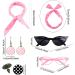 Dtaigou 50s Accessories for Women Headband Drop Earrings Set for 1950s Outfits Cat Eye Glasses with Vintage Polka Dot Hair Bands and Headband for Women Pink One Size - Buy Online on GoSupps.com
