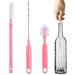2 Bottle Scrub Brush Reusable Bottle Straw Brush in Different Size - Long Straw Cleaning Brush for Tumblers Drinking Glasses Strews Aezon 2 Pcs Pink - Buy Online on GoSupps.com