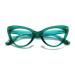 Hubeye Cat Eye Glasses for Women Fashionable Large Frame Anti-Blue Light Cat Eye Glasses with Glasses Holster Green 1023 0.0 Diopters