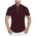 MIUERSA Men Summer Thin T-Shirt Casual Cool Ice Silk Regular-Fit Button Stand Collar Short Sleeve Shirts Tops Blouses Wine Medium