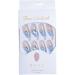French Tip Press on Nails - Mid length Press On Nails with Nail Tips Blue Edge Love Diamond Chain Design Glossy white press on nails Acrylic False Nails Cute Artificial Nails - Buy Online on GoSupps.com
