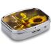 Shop Decorative Metal Pill Box with Yellow Sunflower Print - 2 Compartment Portable Organizer for Medicine | Ideal for Pocket or Purse - International Shipping Available - Buy Online on GoSupps.com
