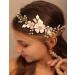 BERYUAN Women White Flowers Gold Leaves Pearls Rhinestone Wedding Hair Vine Princess Pearls Rhinestone Bride Hairpiece Gold Wedding Hair Accessory Gold Bridal Headpiece for Wedding for Women Girls - Buy Online on GoSupps.com