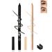 Black Nude Colored Eyeliner Pencil Set-2Pcs Multi-Use Gel Eye Liner Eyeshadow Pen Waterproof Smudgeproof Long Lasting Water Line Pencil Professional Eye Makeup for Women with Pencil Sharpener-01+03 01 Black+03 Nude