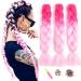 Showjarlly Kanecalon Kunsthaar Hair KanCalon Hair Braids Extension ombre jumbo braid hair extension 24 " Kanecalon braids Box Braid Hair Kunsthaar Hair for braid peach/light pink# 61cm-24zoll (3 Series Pack) Peach/Hellrosa