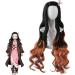 Nezuko Demon Slayer Cosplay Wig with Accessories - Long Curly Black Orange Gradient Kids Wig for Halloween Props - Buy Online on GoSupps.com