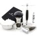 JAG Shaving Razor Set - 4-Part Shaving Kit with Synthetic Silver Brush Double Edge Razor & Rack - Lee Range in Green Hornimitation Color - International Shipping Available - Buy Online on GoSupps.com