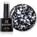 BLUESKY Gel Nail Polish Snowflake Top Coat - Shiny Snow White. Clear No-wipe top coat with snowflake effect 10ml (Requires curing under UV/LED Lamp)