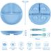 Vicloon Baby Silicone Suction Plate Set - 3 Non-Slip Divided Toddler Plates for Self Feeding and Training in Grey Blue/Green/Beige - Fits Most Highchairs - Buy Online on GoSupps.com