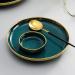 21 piece peacock green tableware set plates plates ceramic bowls plates gold border decorations - Buy Online on GoSupps.com