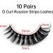 Eyelashes Russian Strip Lashes Natural Fluffy Wispy D Curly Effect Hybrid Strip Lashes Look Like Extensions 10 Pairs (D-04) - Buy Online on GoSupps.com