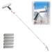 RRRYYYZZ 75'' Spray Window Cleaning Squeegee Kit with 4-Section Extension Pole 4 in 1 Window Cleaner Squeegee Shower Squeegee for Tile Shower Walls with Sewage Collector and 5 Pads