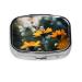 Flowers and Butterfly Printing 2 Compartment Small Pill Case Cute Small Pill Box Purse Pill Boxs Travel Pill Organizer for Pocket Purse and Travel Gifts