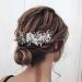 CASDRE Rhinestone Bride Wedding Headpiece Pearl Hair Piece Bridal Headband Flower Hair Accessories for Women and Girls (A Silver)