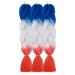 Colored Ombre Jumbo Braiding Hair ExtensionsSynthetic Twist Braids Crochet Synthetic Fiber for Twist Braiding Hair Extension(3Pcs/Lot Blue/White/Red-Orange Red as showing) 3pcs M63 Blue/White/Red