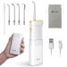 Cordless Water Flosser for Teeth Cleaning Portable, Rechargeable Teeth Cleaner for Braces, Mini Oral Irrigator for Home & Travel, Telescopic Water Tank with 3 Modes, 4 Jet Tips, Pouch, Brush, IPX7